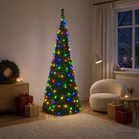 vidaXL Pop-up-julgran med LED-belysning 210 cm 200 LED-lampor PVC Grön