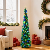 vidaXL Pop-up-julgran med LED och stjärna i toppen 150 cm