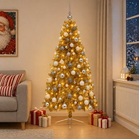vidaXL Konstgjord julgran med julkulor 210 cm 300 LED-lampor Varmvit