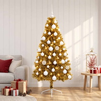vidaXL Konstgjord julgran med julkulor 120 cm 150 LED-lampor Varmvit