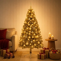 vidaXL Konstgjord julgran med julkulor 150 cm 150 LED-lampor Varmvit