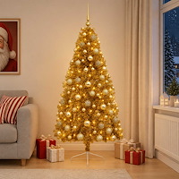 vidaXL Konstgjord julgran med julkulor 210 cm 300 LED-lampor Varmvit