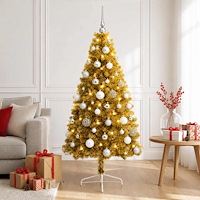 vidaXL Konstgjord julgran med julkulor 120 cm 150 LED-lampor Varmvit