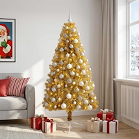vidaXL Konstgjord julgran med julkulor 210 cm 300 LED-lampor Varmvit