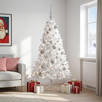 vidaXL Konstgjord julgran med julkulor 240 cm 300 LED-lampor Varmvit