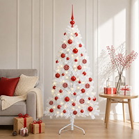 vidaXL Konstgjord julgran med julkulor 150 cm 150 LED-lampor Varmvit