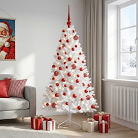 vidaXL Konstgjord julgran med julkulor 180 cm 300 LED-lampor Varmvit