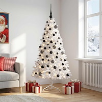vidaXL Konstgjord julgran med julkulor 180 cm 300 LED-lampor Varmvit