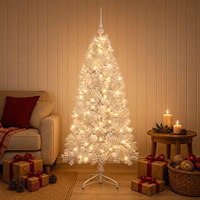 vidaXL Konstgjord julgran med julkulor 150 cm 150 LED-lampor Varmvit