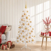 vidaXL Konstgjord julgran med julkulor 150 cm 150 LED-lampor Varmvit