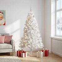 vidaXL Konstgjord julgran med julkulor 240 cm 300 LED-lampor Varmvit