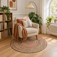 vidaXL Områdesmatta Flerfärgsdesign Ø 90 cm Jute