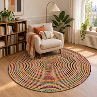 vidaXL Områdesmatta Flerfärgsdesign Ø 180 cm Jute