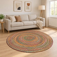 vidaXL Områdesmatta Flerfärgsdesign Ø 210 cm Jute