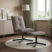 vidaXL Snurrstol med fotpall Taupe Tyg