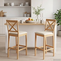 vidaXL Barpall 2 st Naturlig och Beige Massivt gummiträ och tyg