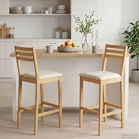 vidaXL Barpall 2 st Naturlig och Beige Massivt gummiträ och tyg