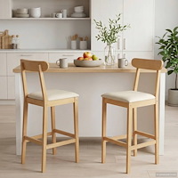 vidaXL Barpall 2 st Naturlig och Beige Massivt gummiträ och tyg