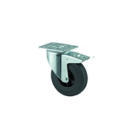 Tente Vridbart hjul m/ broms svart massivt gummi Ø125 mm 100 kg ru...