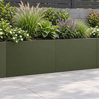 vidaXL Stödvägg 2 st 60 x 12 x 50 cm Stål Olivgrön