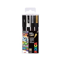 POSCA POSCA PC-3M akrylpennor 0,9–1,3 mm, 4-pack, guld, silver, vi...
