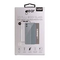 GEAR Härdat Glas 3D 2in1 Front & Back iPhone X Edge to Edge Svart med Klar baksida