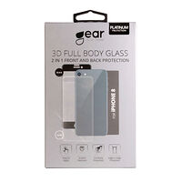 GEAR Härdat Glas 3D 2in1 Front & Back iPhone 8 Edge to Edge Svart med Klar baksida