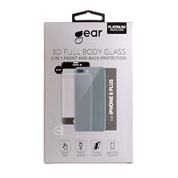 GEAR Härdat Glas 3D 2in1 Front & Back iPhone 8 Plus Edge to Edge Svart med Klar baksida