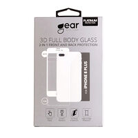 GEAR Härdat Glas 3D 2in1 Front & Back iPhone 8 Plus Edge to Edge Vit med Klar baksida