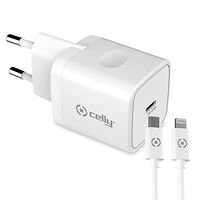 Celly USB-laddare USB-C PD 20W + Lightningkabel