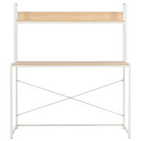 vidaXL Datorbord vit och ek 120x60x138 cm