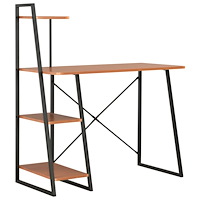 vidaXL Skrivbord med hyllenhet svart och brun 102x50x117 cm