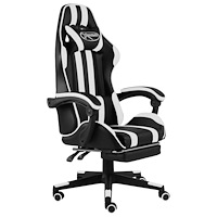 vidaXL Gamingstol med fotstöd svart och vit konstläder