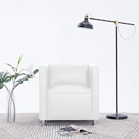 vidaXL Kubfåtölj vit konstläder