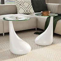 vidaXL Soffbord 2 st med rund bordsskiva glas högglans vit