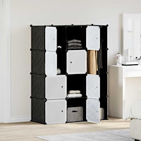 vidaXL Modulär garderob 9 fack 109x36,5x143 cm svart och vit