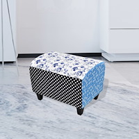 vidaXL Fotpall lappverk blå & vit