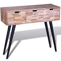 vidaXL Konsolbord med 3 lådor återvunnen teak