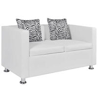 vidaXL Soffa 2-sits konstläder vit