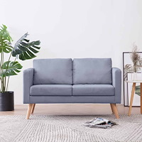 vidaXL Soffa 2-sits tyg ljusgrå