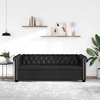 vidaXL Chesterfield 3-sits konstläder svart