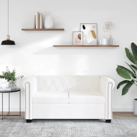 vidaXL Chesterfield 2-sits konstläder vit
