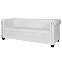 vidaXL Chesterfield 3-sits konstläder vit