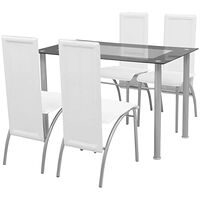 vidaXL Matbord och stolar 5 delar vit