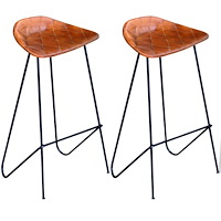 vidaXL Barstolar 2 st svart och  brun äkta läder