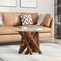 vidaXL Soffbord massivt drivved 60 cm