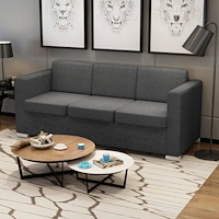 vidaXL 3-sitssoffa tyg mörkgrå