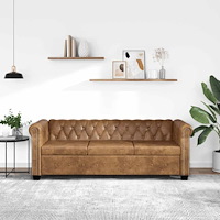 vidaXL Chesterfieldsoffa 3 sits konstläder brun