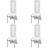 vidaXL Matstolar 4 st vit konstläder