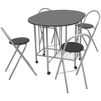 vidaXL Vikbar matgrupp 5 delar MDF svart